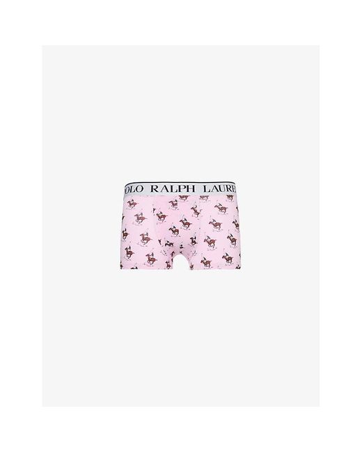 Polo Ralph Lauren Pink Graphic-print Mid-rise Stretch-cotton Trunks Xx for men