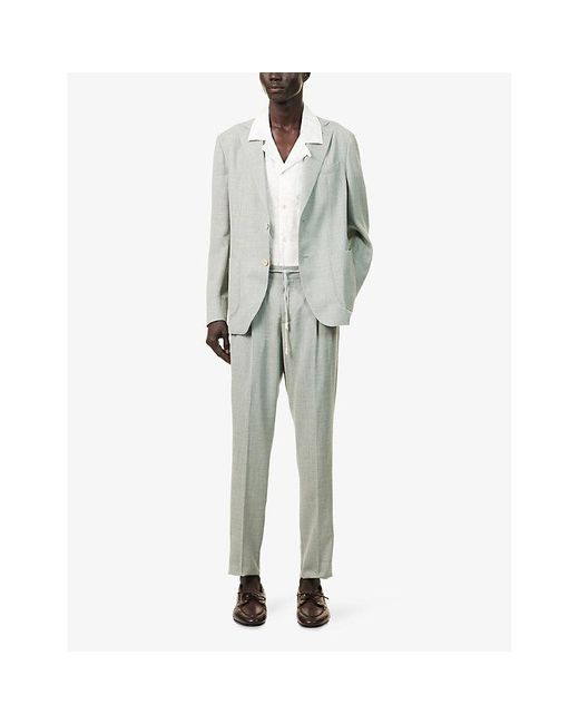Eleventy Gray Notch-Lapels Tapered-Leg Wool, Silk And Linen Suit for men