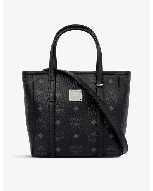 MCM Toni Visetos Mini Canvas-leather Shopper Bag in Black | Lyst UK