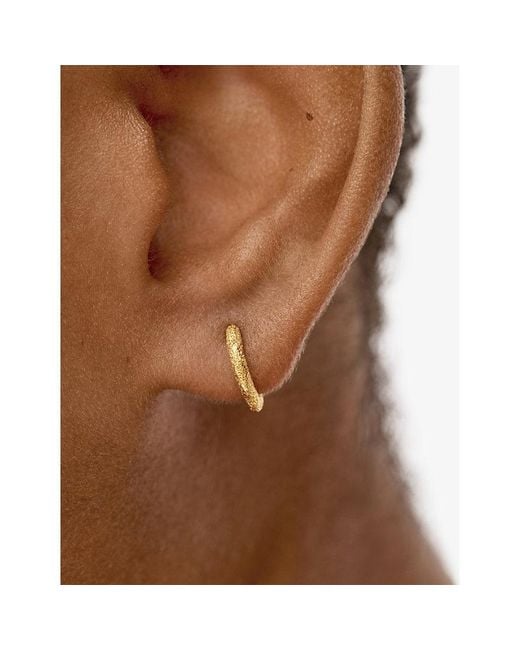 Monica Vinader Metallic Antica Textured Mini 18Ct Vermeil Huggie Earrings