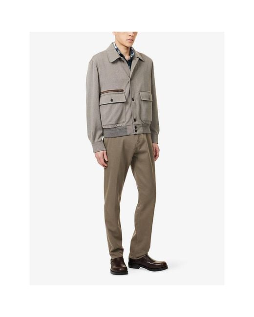 Dunhill White Super 120S Collared Wool Jacket for men