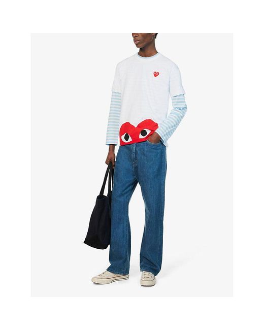 COMME DES GARÇONS PLAY Blue Half-Heart Logo T-Shirt for men