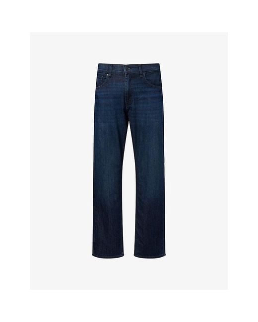 7 For All Mankind Blue Modern Straight-Leg Stretch-Denim Blend Jeans for men