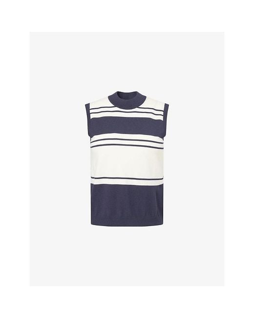 Weekend by Maxmara Blue Striped Knitted Vest