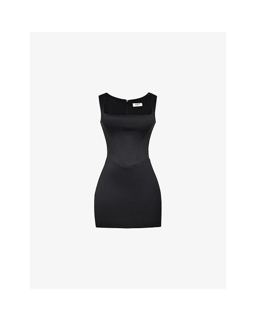 House Of Cb Black Enya Fitted Woven Mini Dres