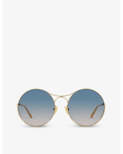 Chloé Blue Ch0166s Round-frame Metal Sunglasses