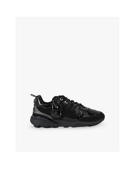 Kurt Geiger Black Kurt Runner Suede And Patent-Leather Trainers for men