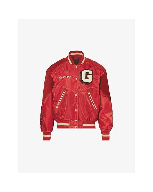 Givenchy Red Brand-appliqué Relaxed-fit Shell Jacket