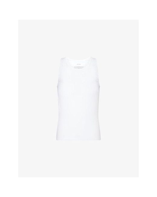 Calvin Klein White Crewneck Pack-Of-Three Cotton-Blend Tank Top for men