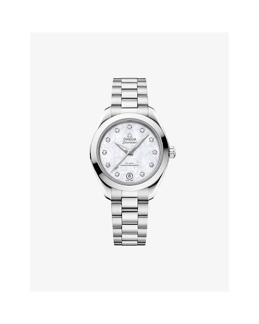 Omega Metallic Seamaster Aqua Terra 150M Stainless-Steel And 0.10Ct Diamond Watch 30Mm
