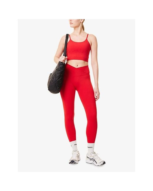 ADANOLA Red Ultimate Wrap Over Stretch-Jersey Leggings