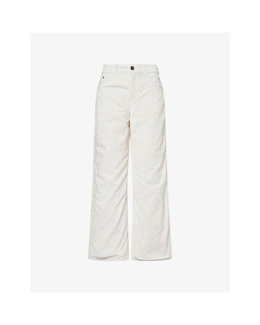 Sisters & Seekers White Bethel Straight-Leg Cotton-Corduroy Trousers