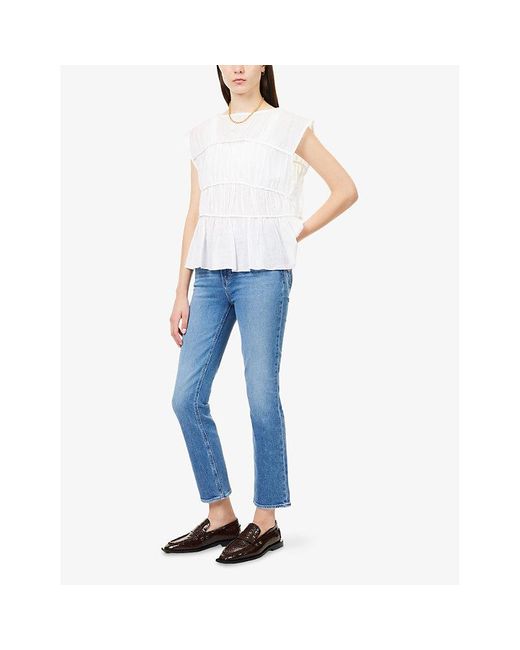 PAIGE Blue Cindy Ankle Slim-Leg Stretch-Denim Jeans