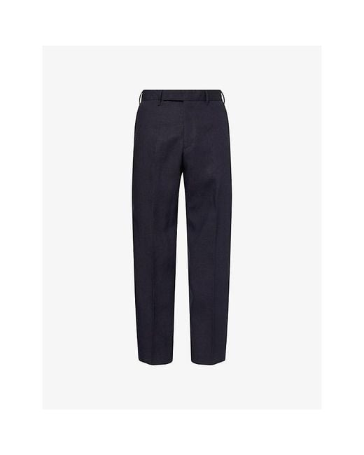 Paul Smith Blue Regular-Fit Linen Trousers for men