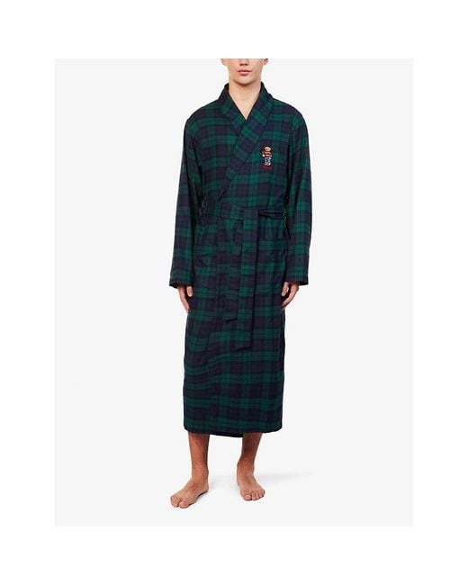 Polo Ralph Lauren Blue Lounge Brand-embroidered Cotton Robe for men