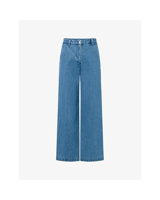 Nué Notes Blue Porter Wide-leg Low-rise Denim Trousers