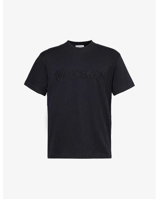 J.W. Anderson Black Logo-embroidered Cotton-jersey T-shirt for men