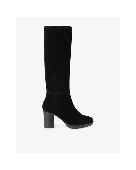 Carvela Kurt Geiger Black Suede Heeled Knee-High Boots