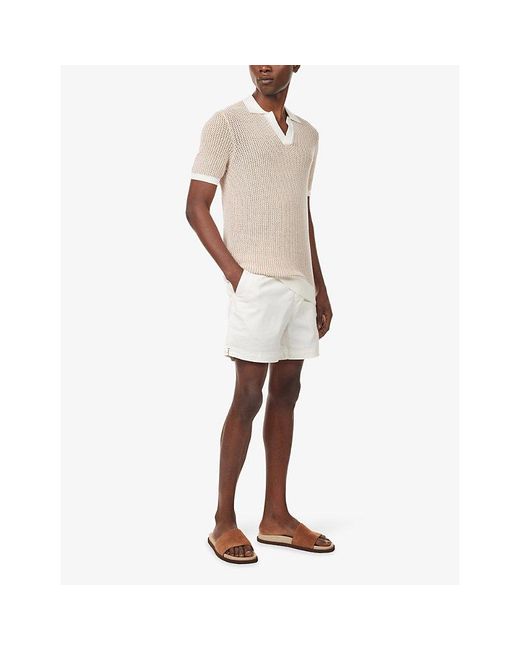 Orlebar Brown Natural Horton Cotton-Crochet Polo Shirt for men