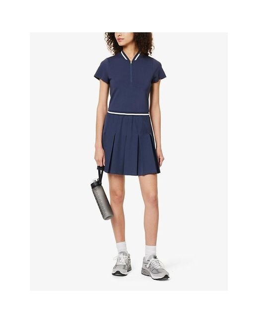 Varley Blue Nora Contrast-trim Stretch-jersey Mini Dress