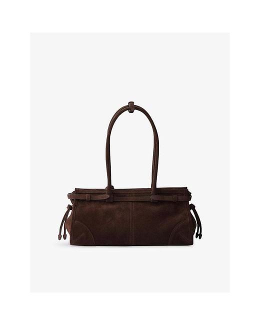 Prada Brown Bonnie Medium Suede Top-Handle Bag