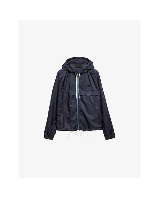 Prada Blue Re-Nylon Brand-Plaque Shell Jacket for men