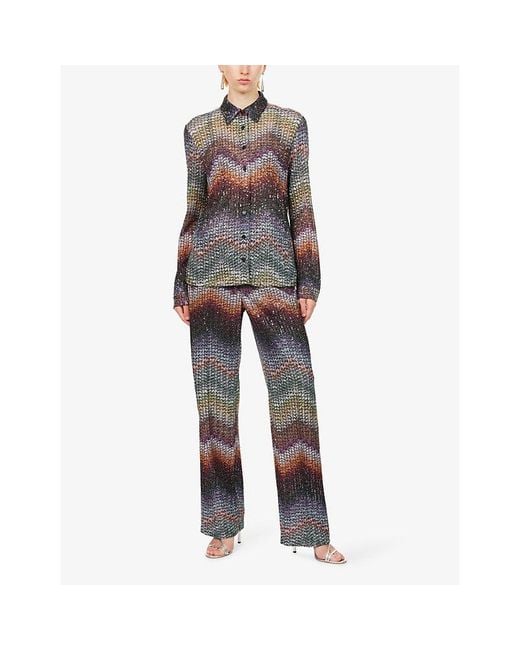 Missoni Multicolor Long-Sleeve Metallic-Knit Shirt