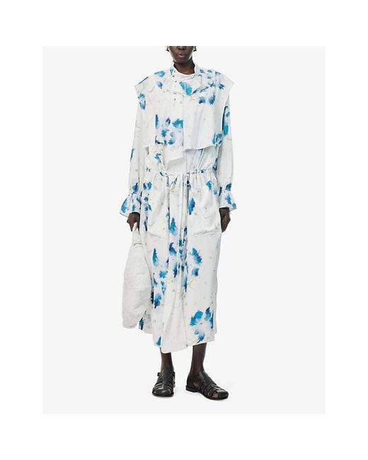 Lemaire Blue Floral-print Relaxed-fit Woven Maxi Dress