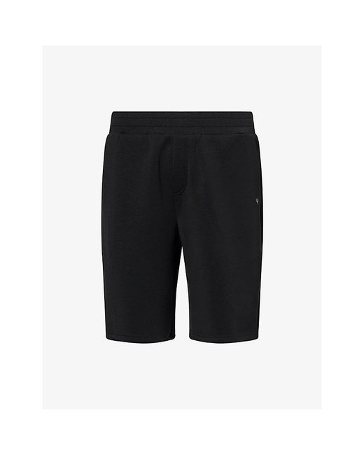 Now You Live Black Lounge Logo-Print Stretch-Woven Shorts for men