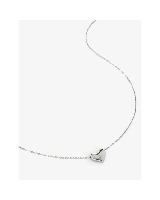 Monica Vinader White Heart-Charm Sterling- Pendant Necklace