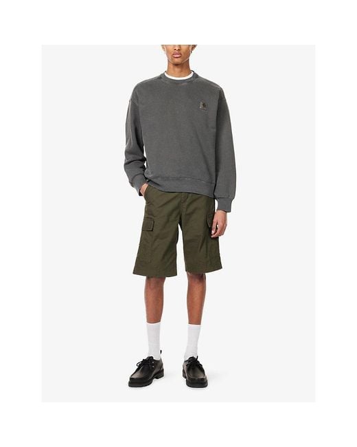 Carhartt Green Regular Patch-Pocket Cotton Cargo Shorts for men