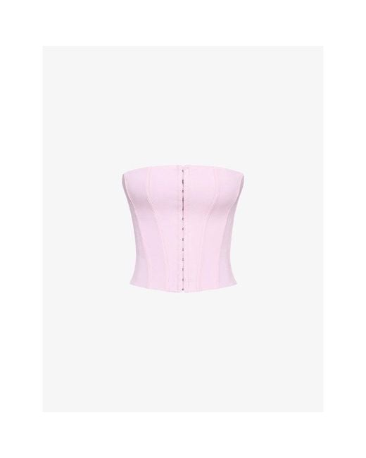 House Of Cb Pink The Strapless Stretch-Woven Corset Top Xs (A-C Cup)