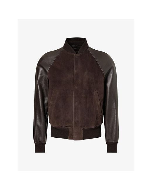 Tom Ford Black Soft Suede And Leather Bomber Jacket for men