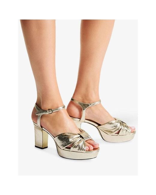 Jimmy Choo Heloise 80 Knotted-Strap Metallic-Leather Heeled Sandals