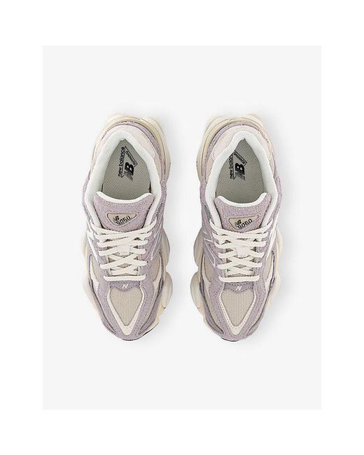New Balance White 9060 Suede And Mesh Trainers