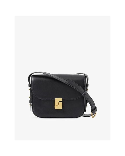 Soeur Blue Belissima Branded-Buckle Mini Leather Cross-Body Bag