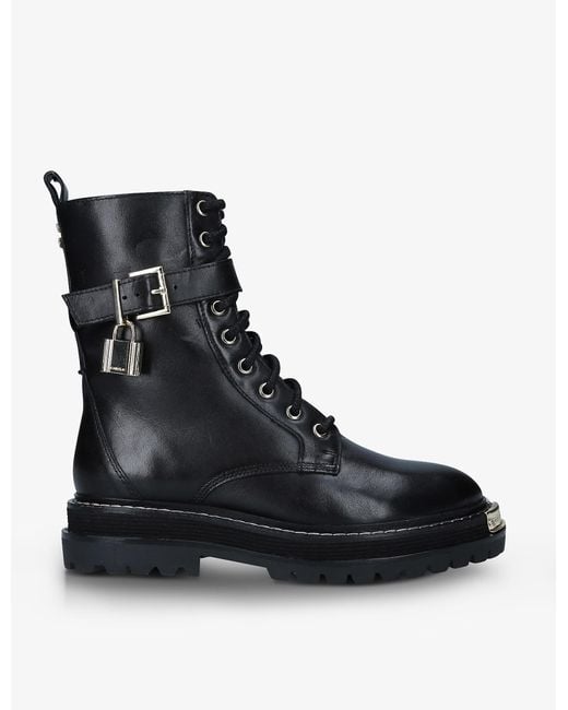 Carvela Kurt Geiger Base Chunkysoled Leather Laceup Boots in Black Lyst Canada