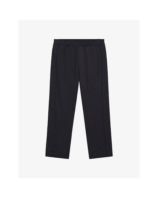 Boss Blue Jacquard-Pattern Elasticated-Waist Jersey Jogging Bottoms for men