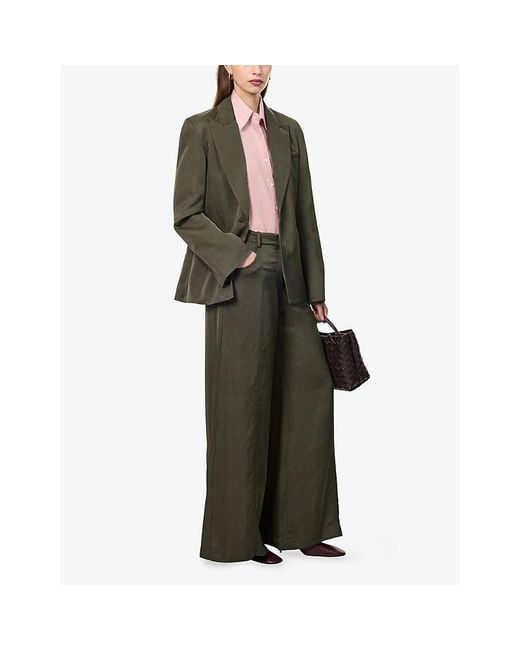 Twp Green Demi Wide-Leg Linen-Blend Trousers