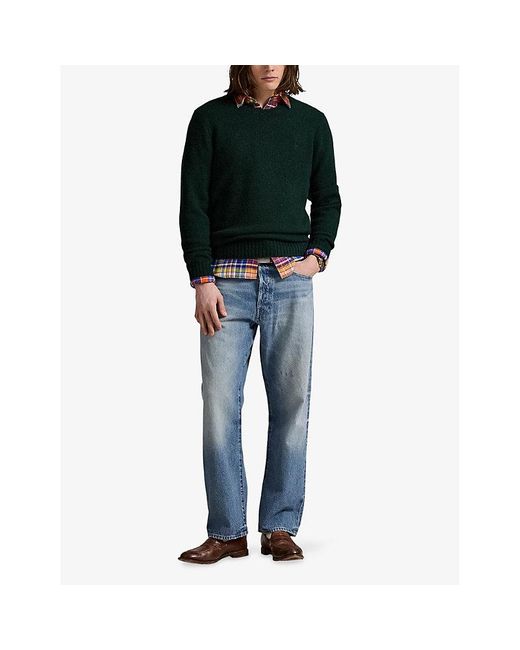 Polo Ralph Lauren Green Crewneck Logo-Embroidered Wool And Alpaca-Blend Jumper for men