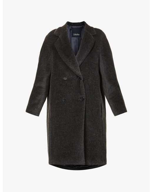 Max Mara Roseto Alpaca And Wool-blend Coat in Grey (Black) - Save 4% | Lyst