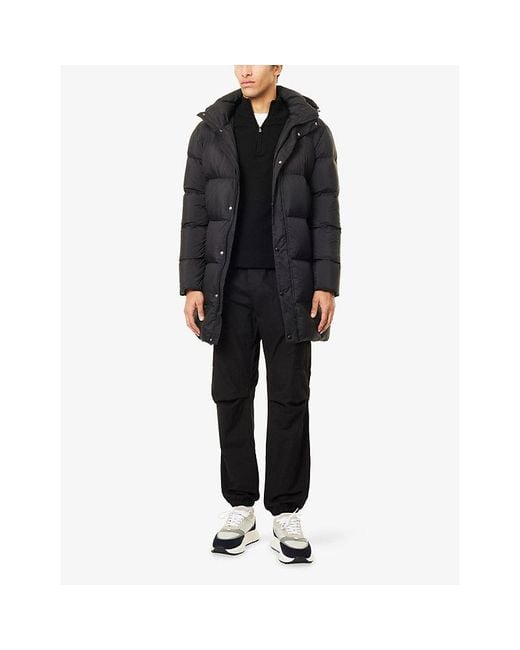 Arne Blue Hooded Regular-Fit Shell-Down Jacket for men