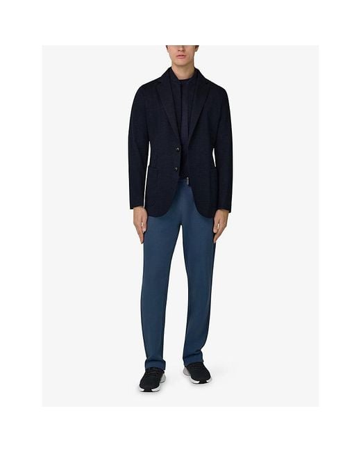 Boggi Blue Regular-Fit Wool-Blend Sweatshirt Jacket for men