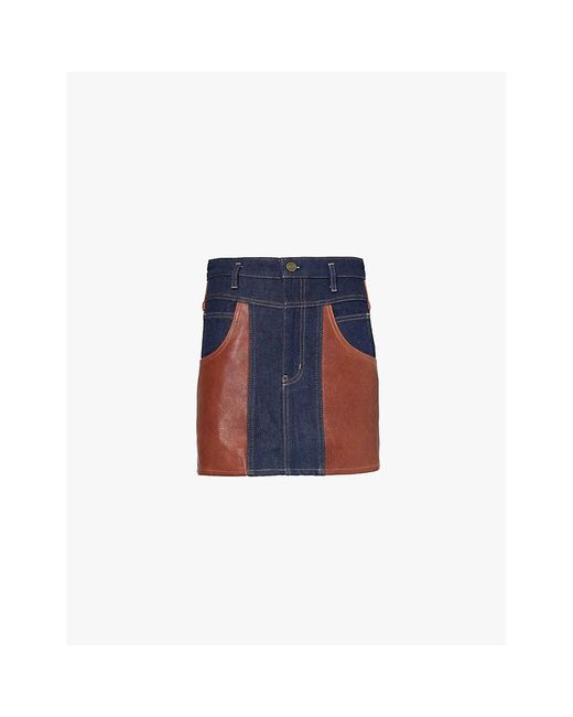 Button-Front Patch Pocket Denim Skort