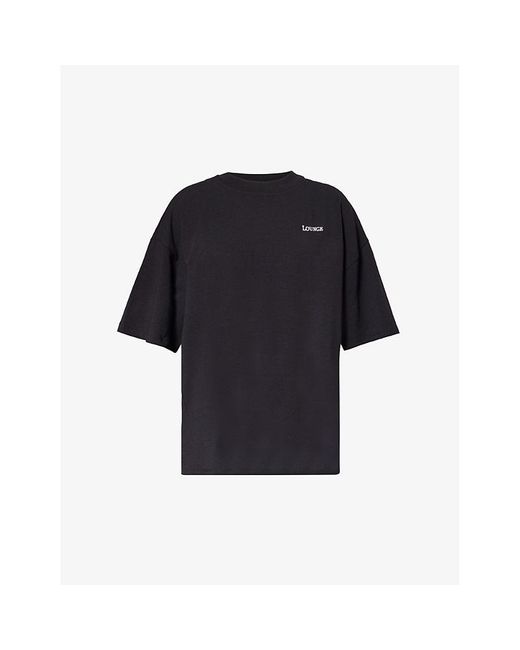 Lounge Underwear Black Essential Brand-embroidered Stretch-cotton T-shirt