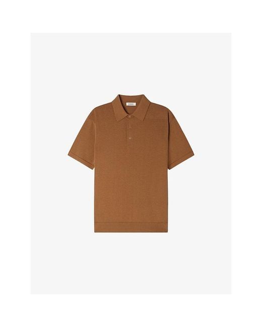 Sandro Brown Short-Sleeved Cotton And Silk Polo Shirt for men