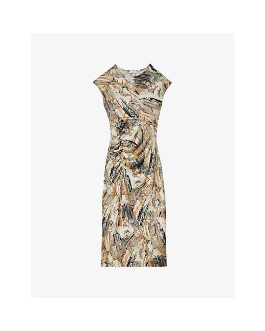 Reiss Metallic Lennia Abstract-Print Stretch-Jersey Midi Dress