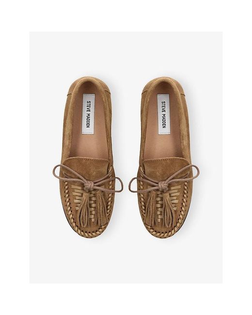 Steve Madden Brown Yaira Tassel Suede Loafers