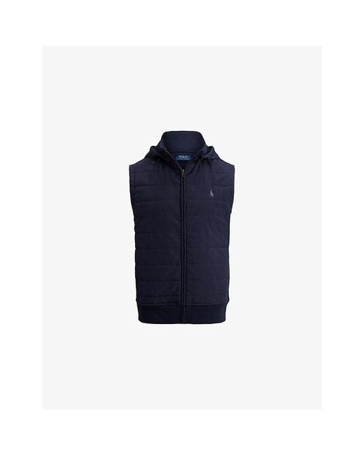 Polo Ralph Lauren Blue Hooded Logo-Embroidered Shell Gilet for men