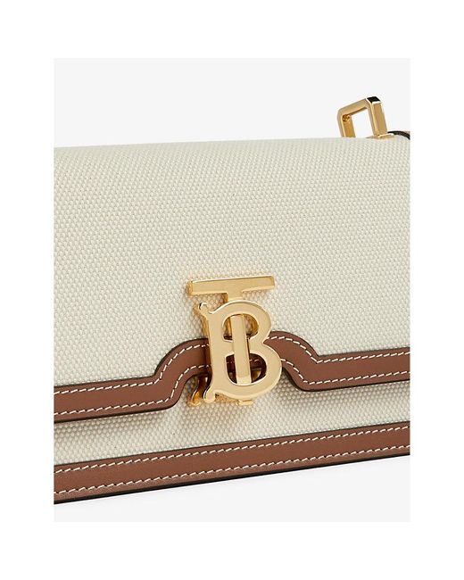 Burberry Natural Elizabeth Small Cotton And Leather Cross-body Bag